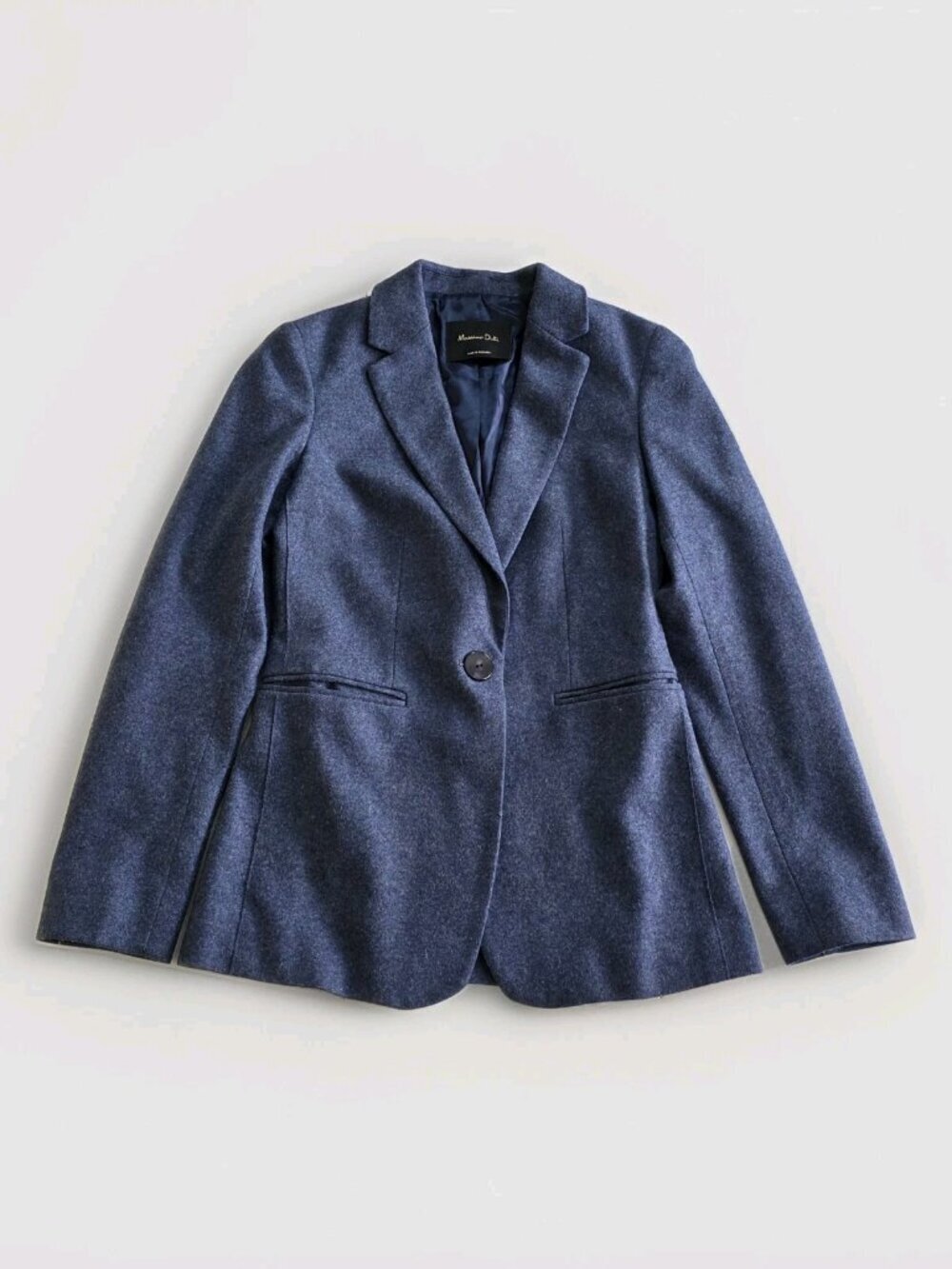 Massimo Dutti Blazer Womens US 2 Blue LS Wool Blend Lined Office Siren Old Money
